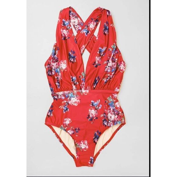 ModCloth The Lauren Cross Back Swimsuit Medium - Picture 2 of 7